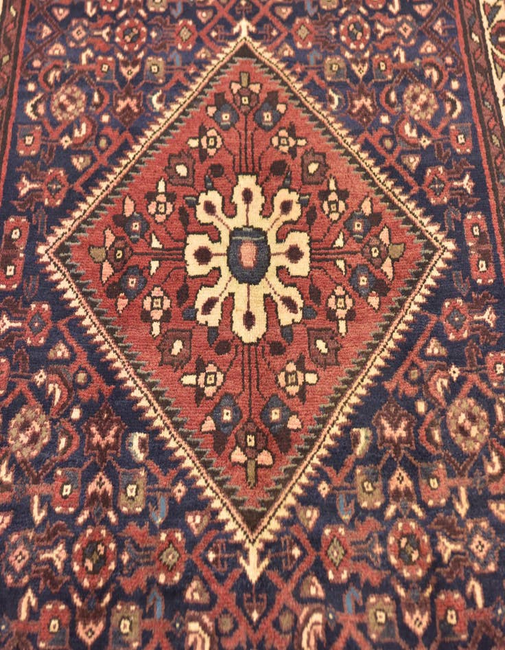 Detail image of 3' 10 x 11' Hand Knotted Hossainabad Persian Wool Runner Rug