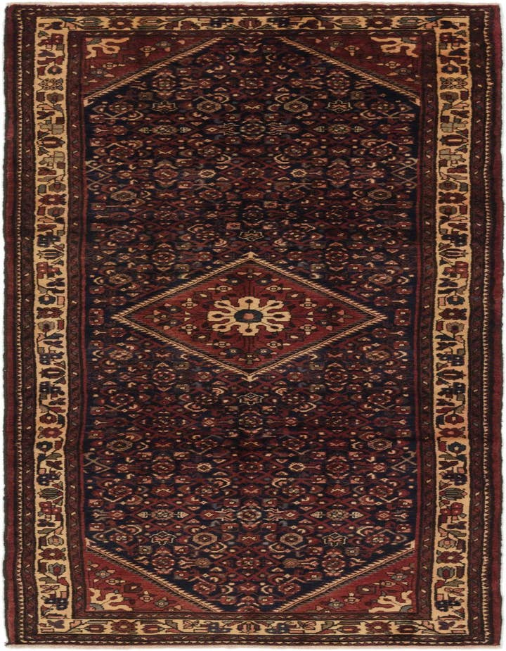 Detail image of 3' 10 x 11' Hand Knotted Hossainabad Persian Wool Runner Rug