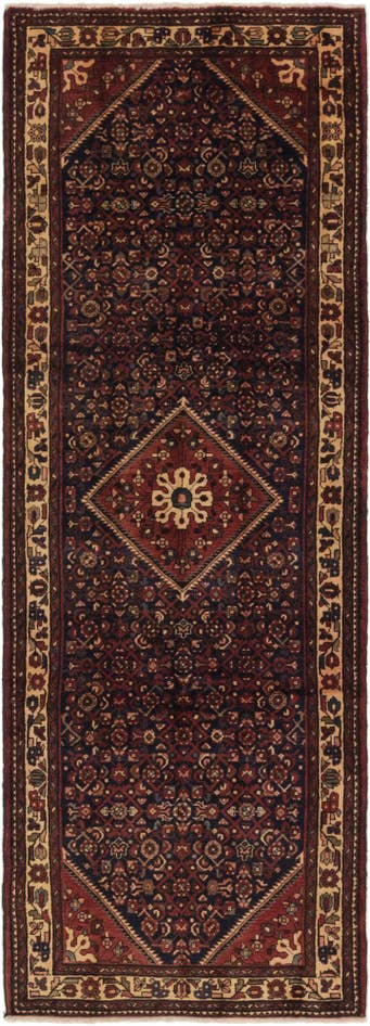 Detail image of 3' 10 x 11' Hand Knotted Hossainabad Persian Wool Runner Rug