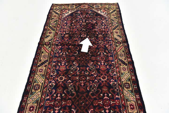 3' 7 x 9' 8 Hand Knotted Hossainabad Persian Wool Runner Rug