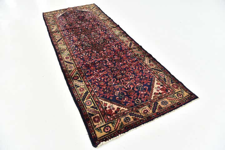 3' 7 x 9' 8 Hand Knotted Hossainabad Persian Wool Runner Rug