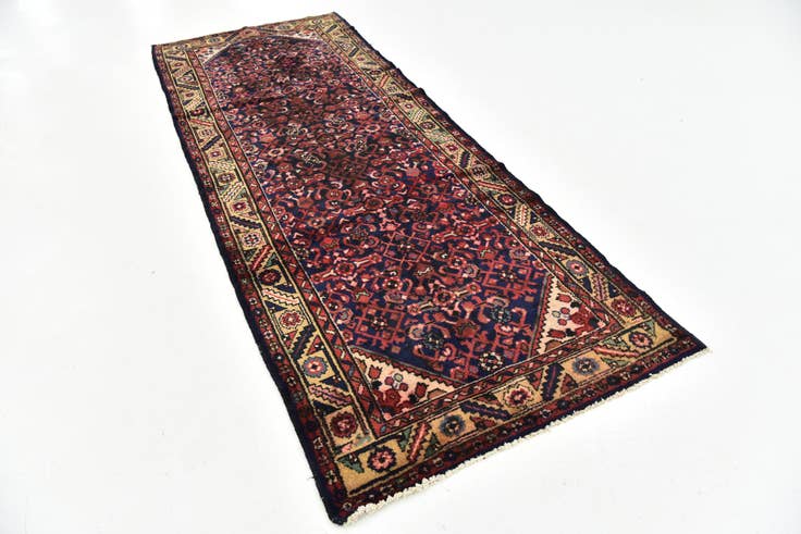 Detail image of 3' 7 x 9' 8 Hand Knotted Hossainabad Persian Wool Runner Rug
