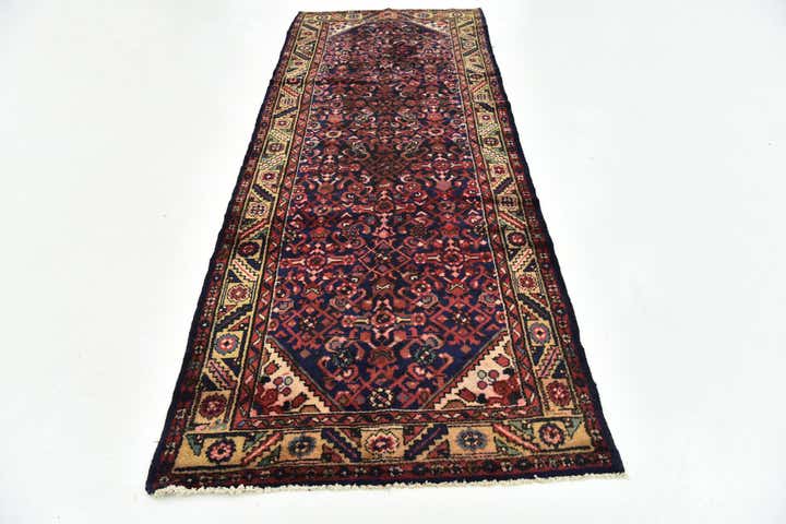 3' 7 x 9' 8 Hand Knotted Hossainabad Persian Wool Runner Rug