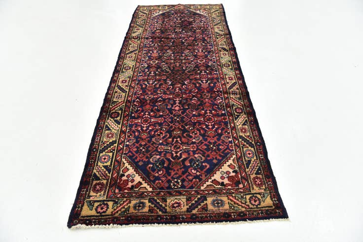 Detail image of 3' 7 x 9' 8 Hand Knotted Hossainabad Persian Wool Runner Rug