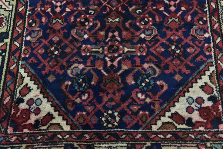 Detail image of 3' 7 x 9' 8 Hand Knotted Hossainabad Persian Wool Runner Rug