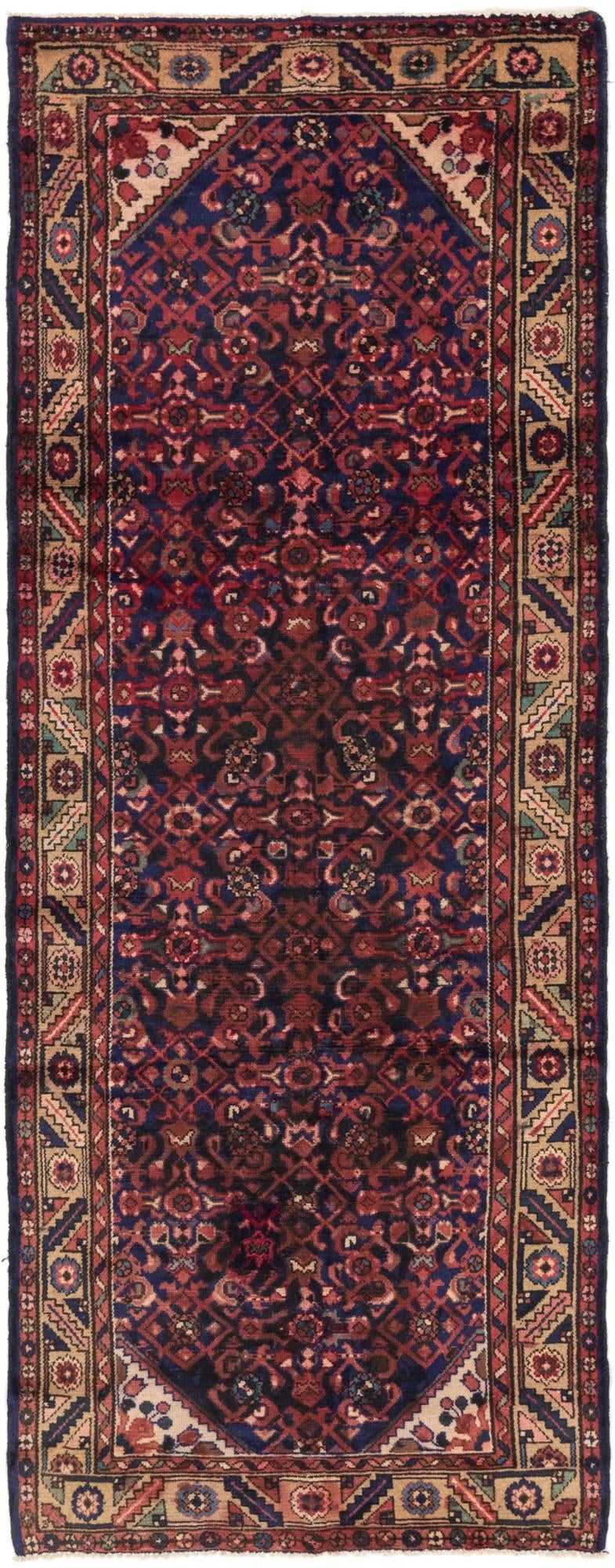3' 7 x 9' 8 Hand Knotted Hossainabad Persian Wool Runner Rug