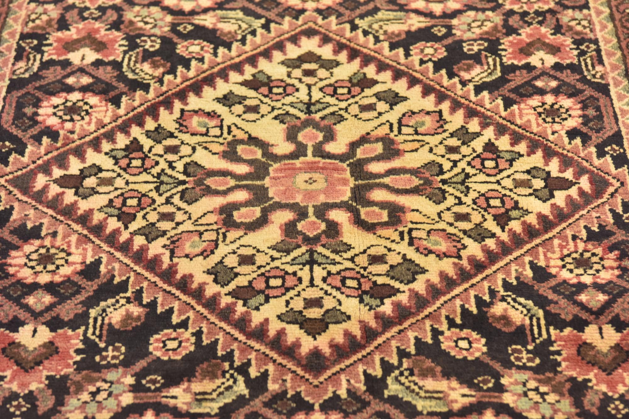 3' 8 x 10' 3 Hand Knotted Hossainabad Persian Wool Runner Rug