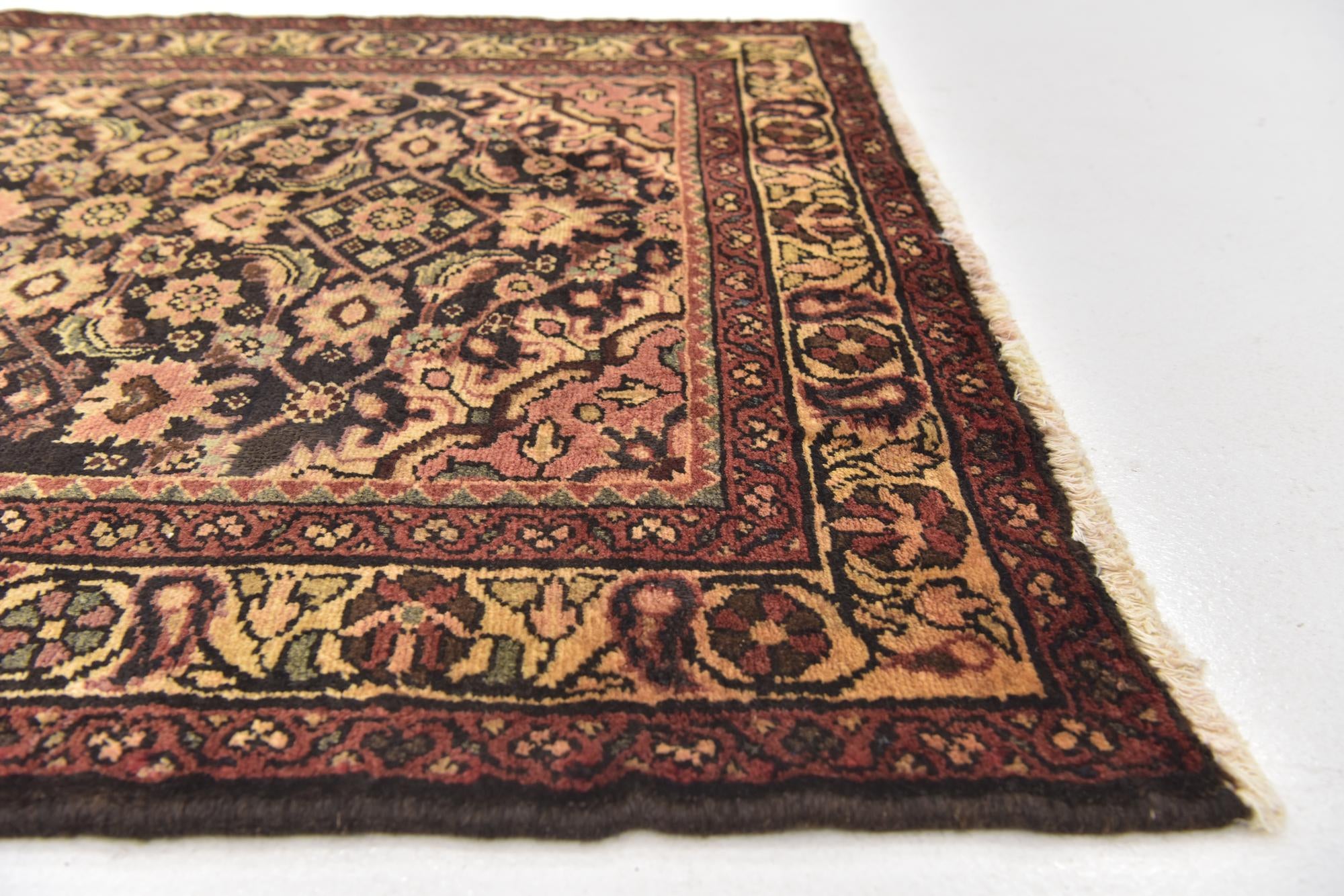 3' 8 x 10' 3 Hand Knotted Hossainabad Persian Wool Runner Rug