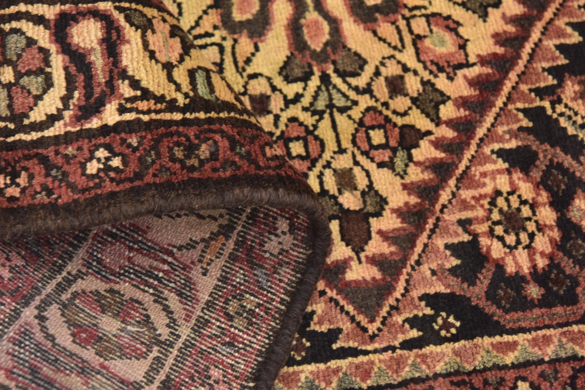 3' 8 x 10' 3 Hand Knotted Hossainabad Persian Wool Runner Rug