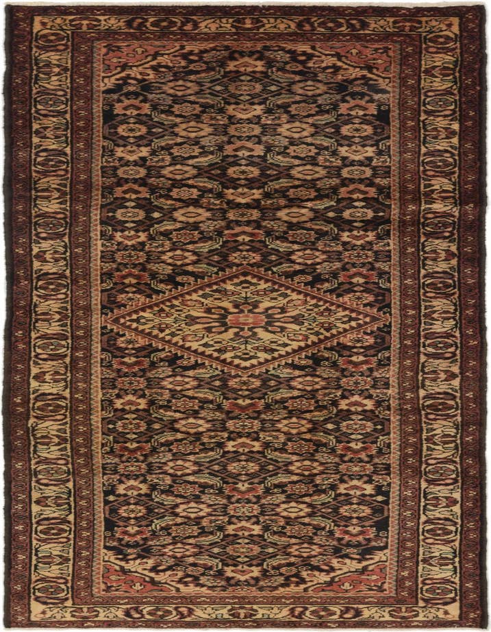 Detail image of 3' 8 x 10' 3 Hand Knotted Hossainabad Persian Wool Runner Rug