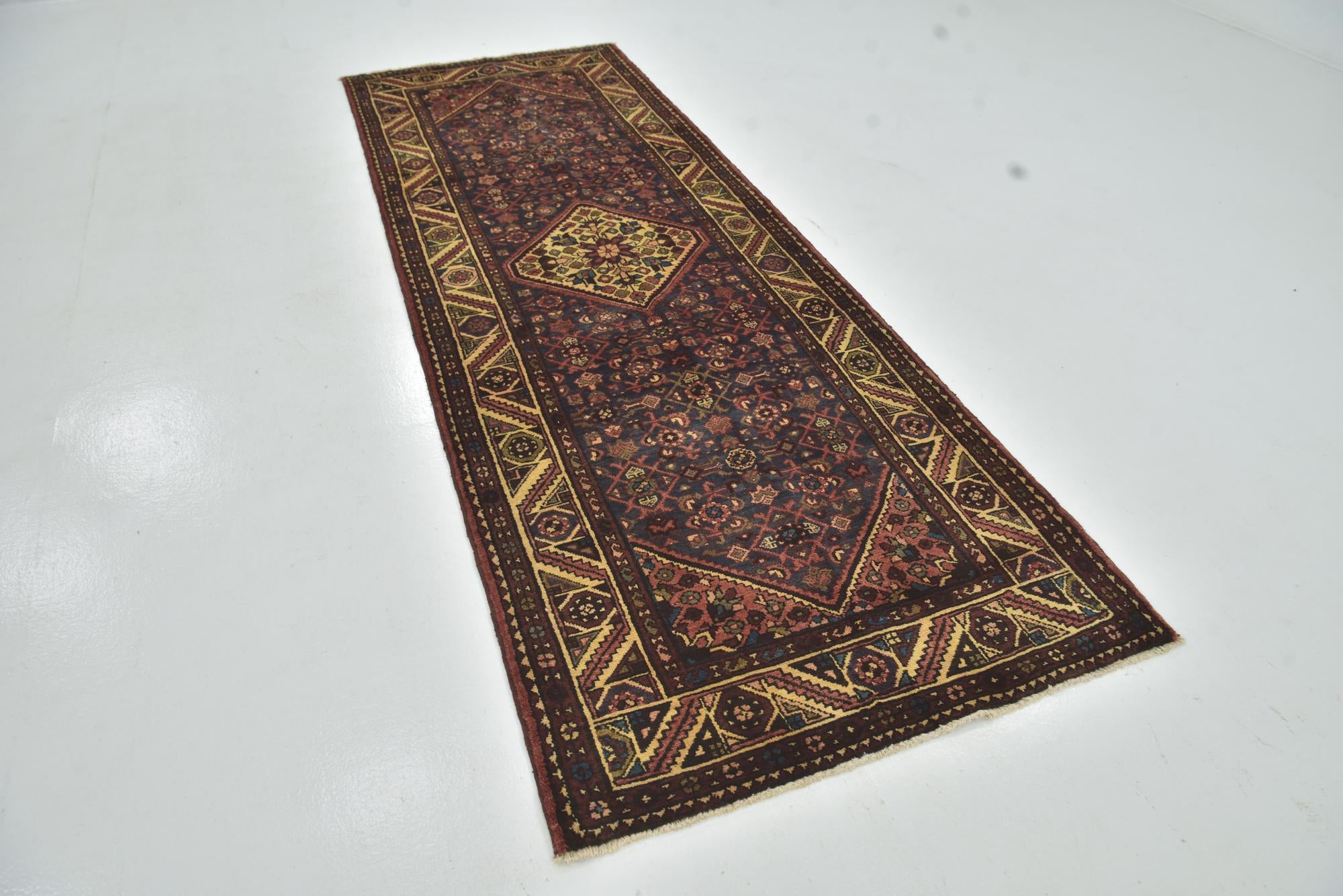 3' 8 x 10' 7 Hand Knotted Hossainabad Persian Wool Runner Rug
