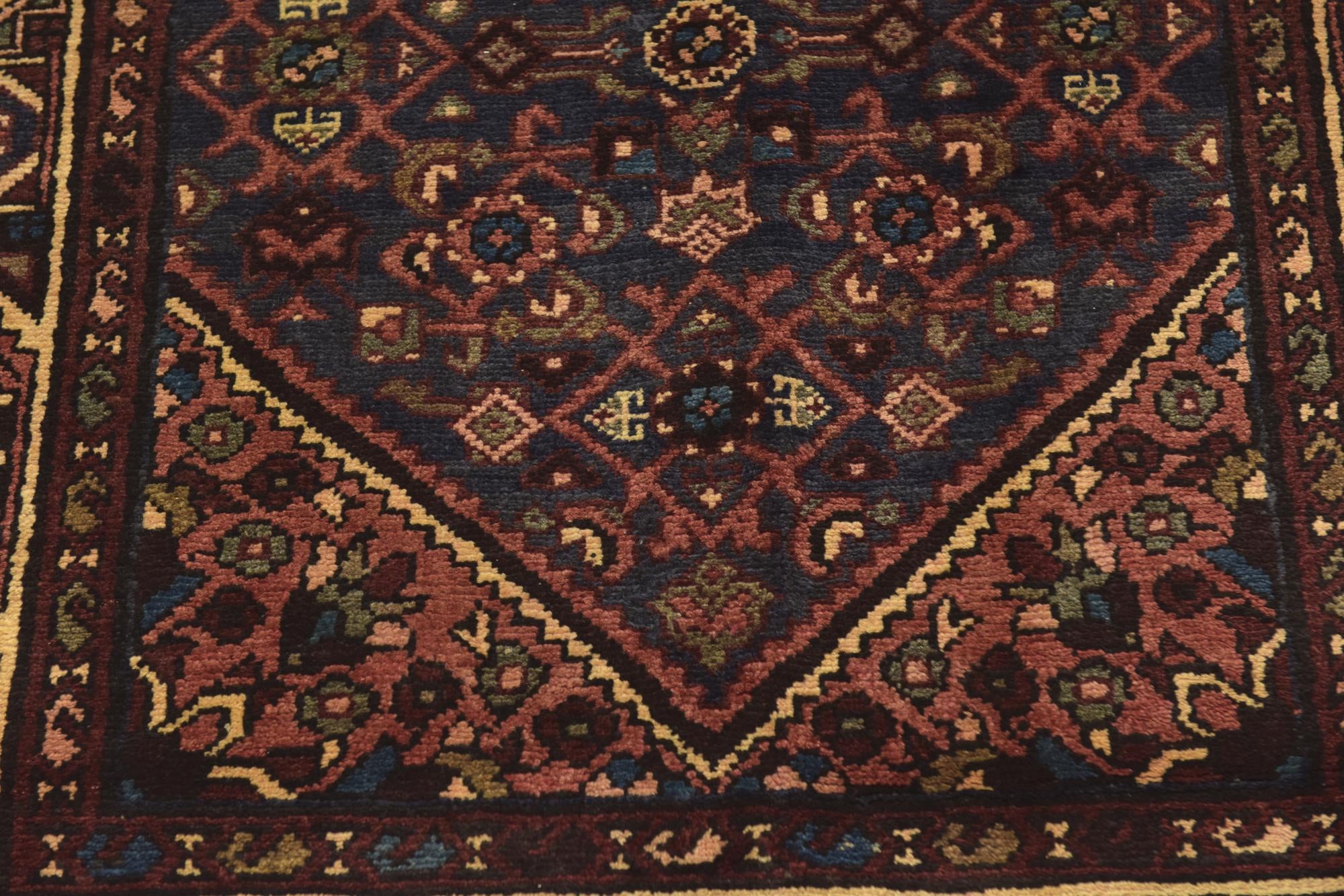 3' 8 x 10' 7 Hand Knotted Hossainabad Persian Wool Runner Rug