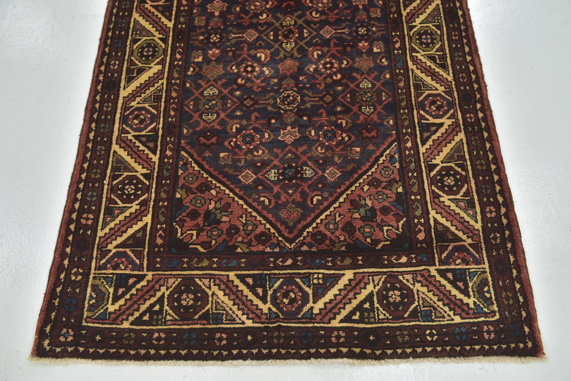 3' 8 x 10' 7 Hand Knotted Hossainabad Persian Wool Runner Rug