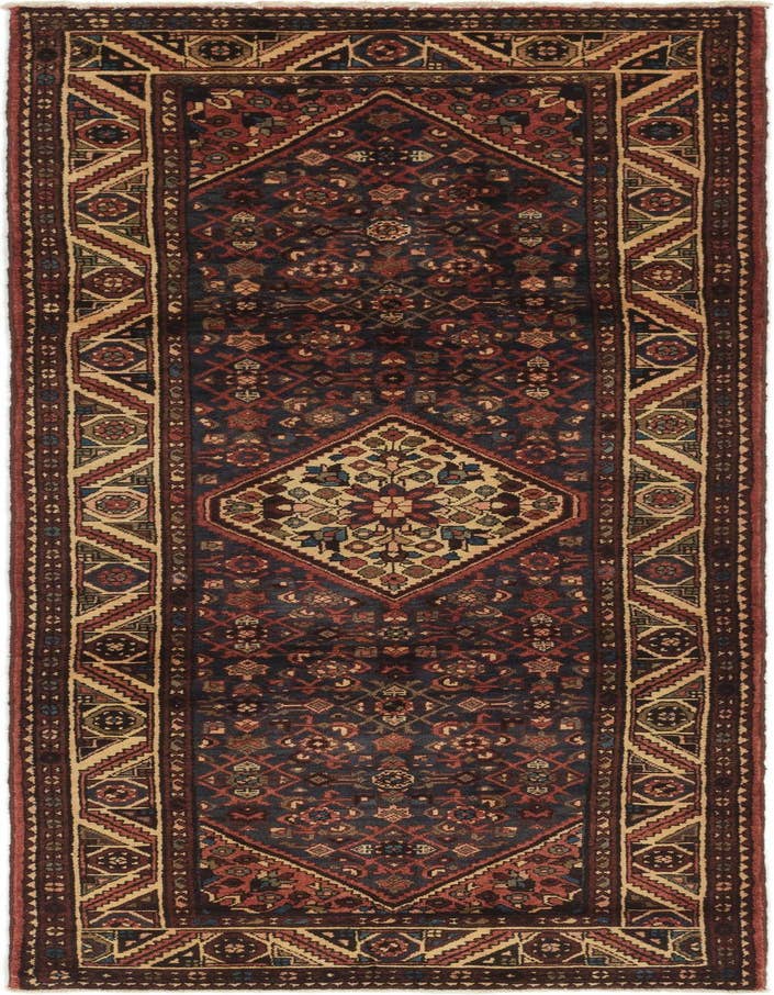 Detail image of 3' 8 x 10' 7 Hand Knotted Hossainabad Persian Wool Runner Rug