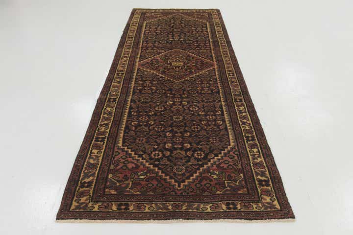 3' 6 x 9' 9 Hand Knotted Hossainabad Persian Wool Runner Rug