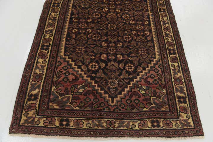 3' 6 x 9' 9 Hand Knotted Hossainabad Persian Wool Runner Rug