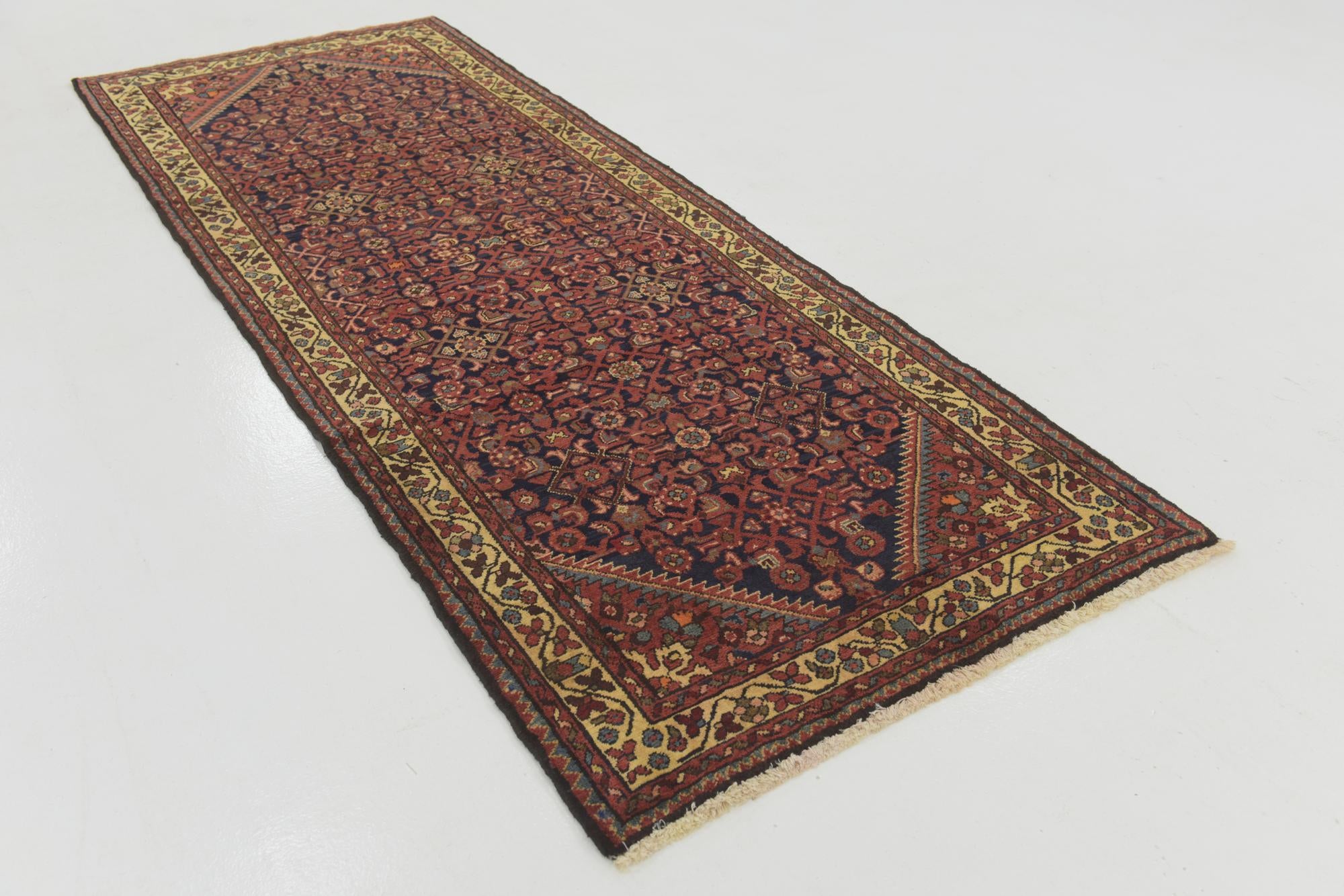 3' 8 x 9' 10 Hand Knotted Hossainabad Persian Wool Runner Rug