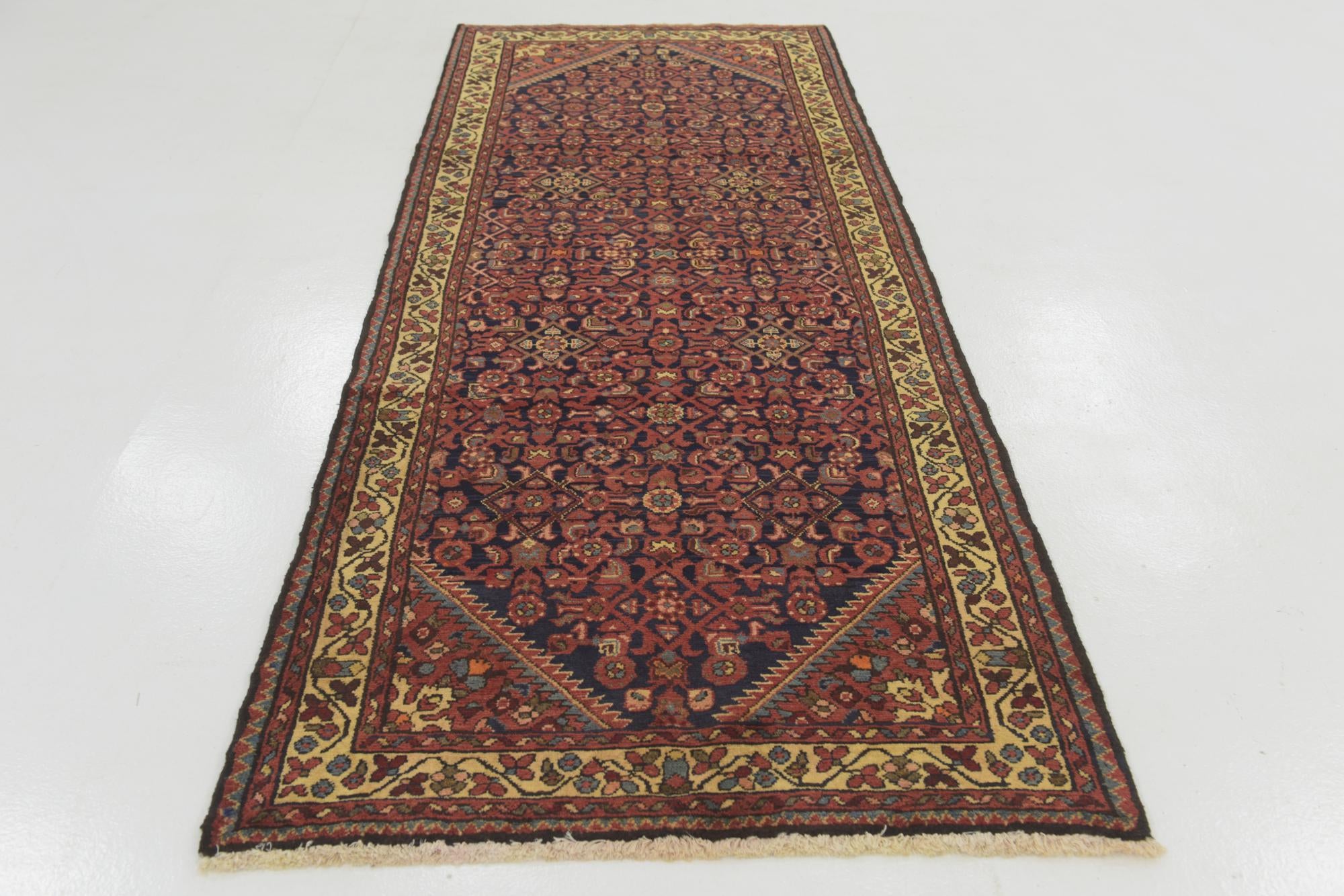 3' 8 x 9' 10 Hand Knotted Hossainabad Persian Wool Runner Rug