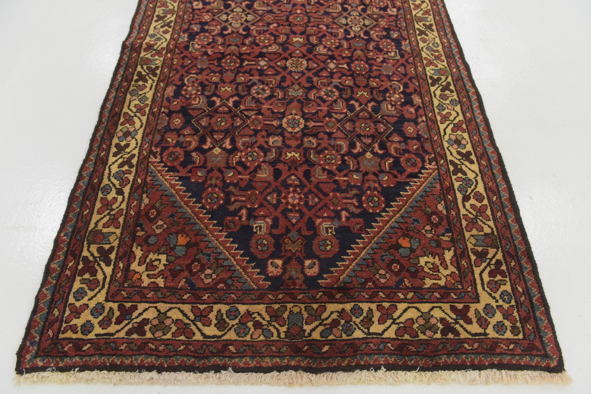 3' 8 x 9' 10 Hand Knotted Hossainabad Persian Wool Runner Rug