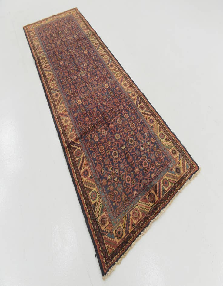 Detail image of 3' 9 x 10' 3  Hand Knotted Hossainabad Persian Wool Runner Rug