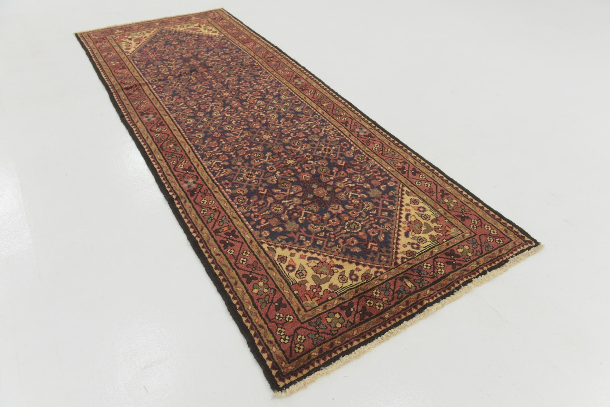 3' 8 x 9' 9 Hand Knotted Hossainabad Persian Wool Runner Rug