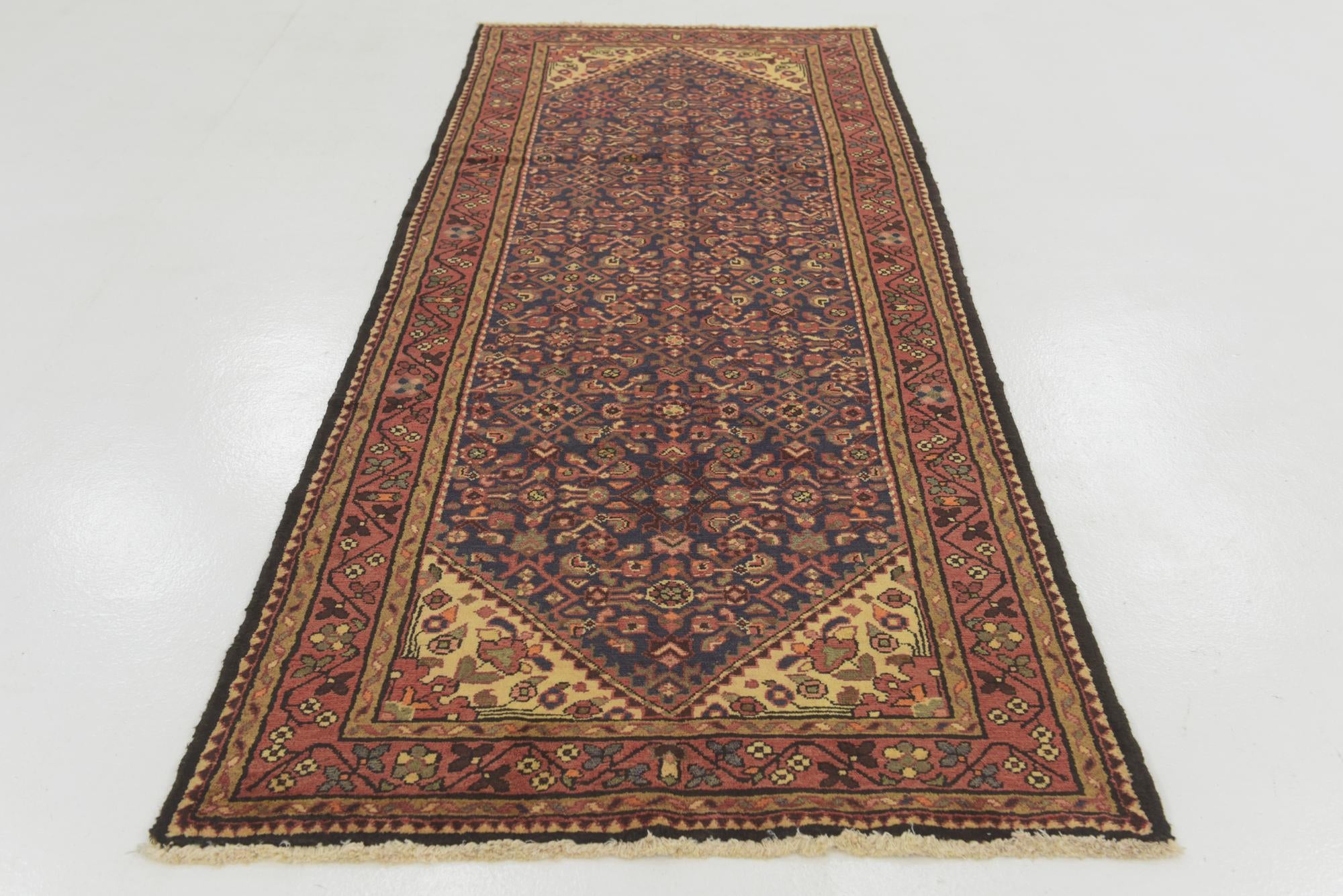 3' 8 x 9' 9 Hand Knotted Hossainabad Persian Wool Runner Rug