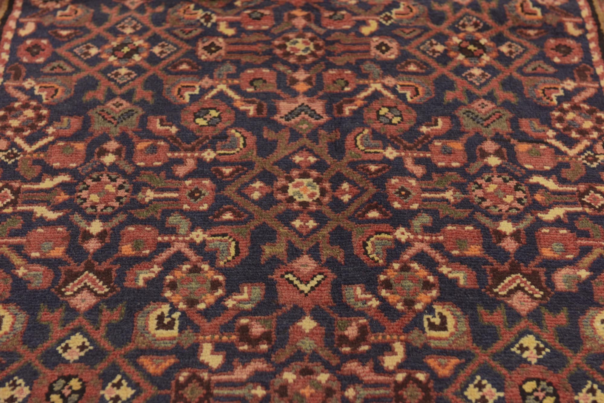 3' 8 x 9' 9 Hand Knotted Hossainabad Persian Wool Runner Rug