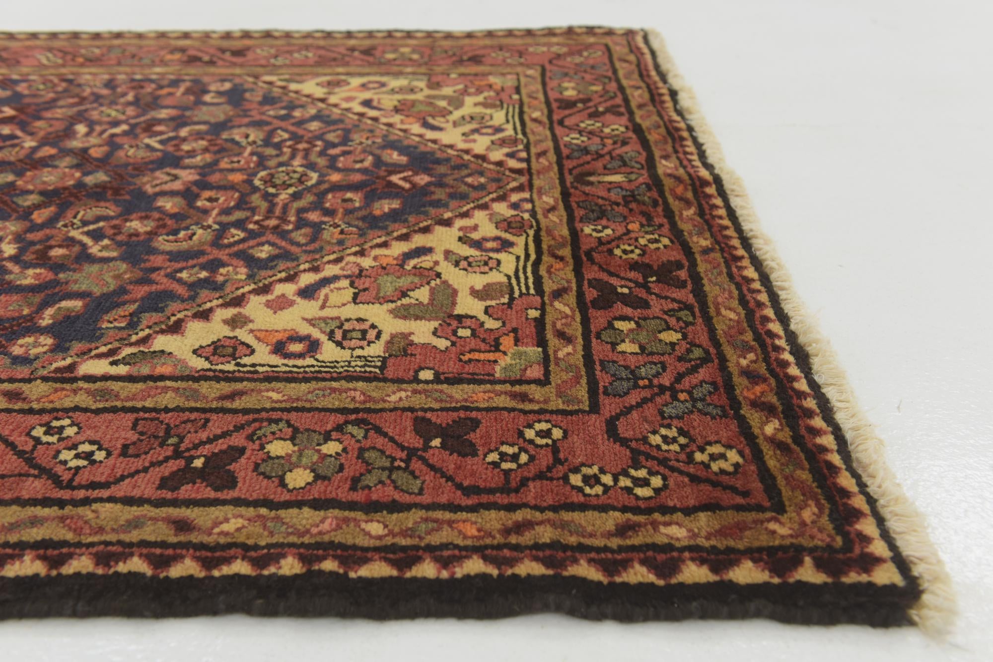 3' 8 x 9' 9 Hand Knotted Hossainabad Persian Wool Runner Rug