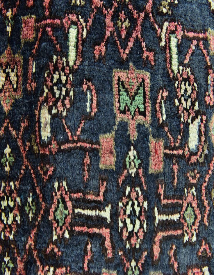 Detail image of 4' x 10' 5  Hand Knotted Hossainabad Persian Wool Runner Rug