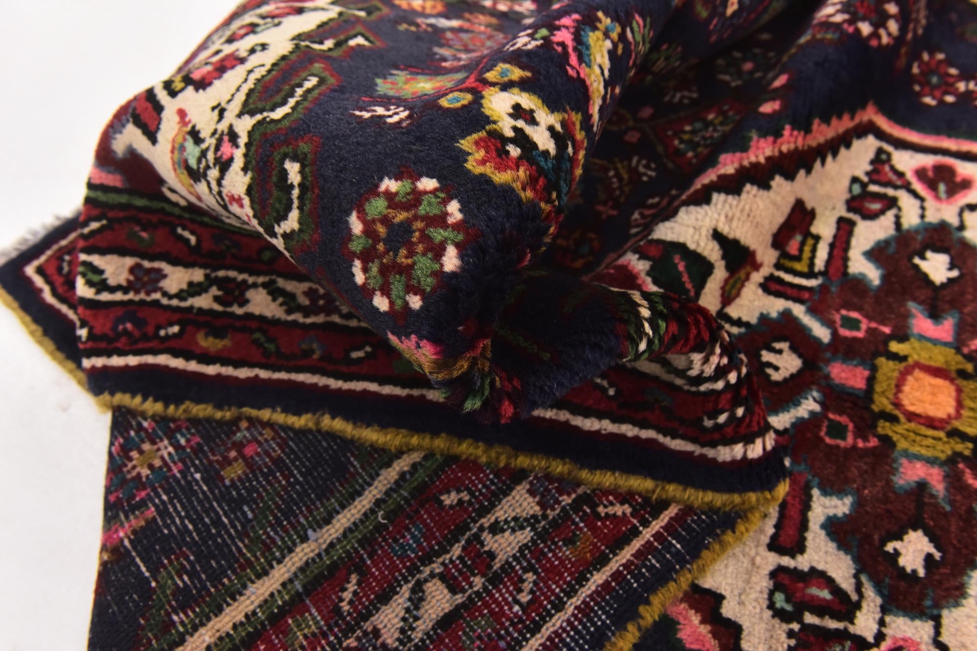 3' 8 x 9' 8 Hand Knotted Hossainabad Persian Wool Runner Rug