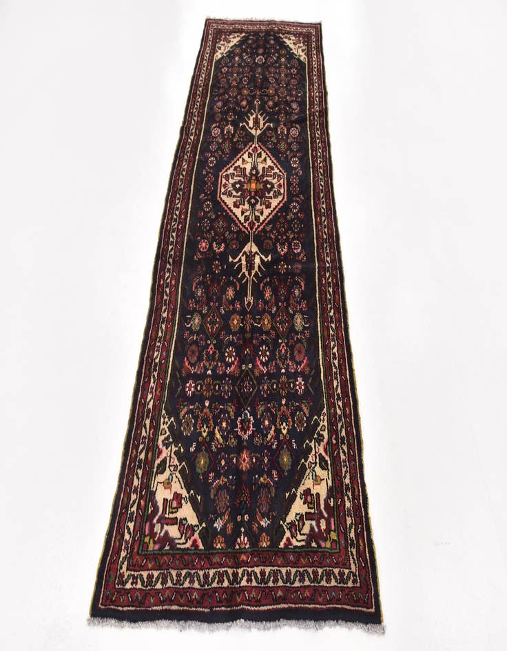 Detail image of 3' 8 x 9' 8  Hand Knotted Hossainabad Persian Wool Runner Rug