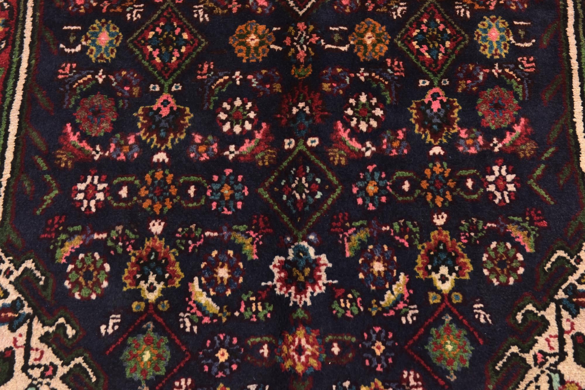3' 8 x 9' 8 Hand Knotted Hossainabad Persian Wool Runner Rug