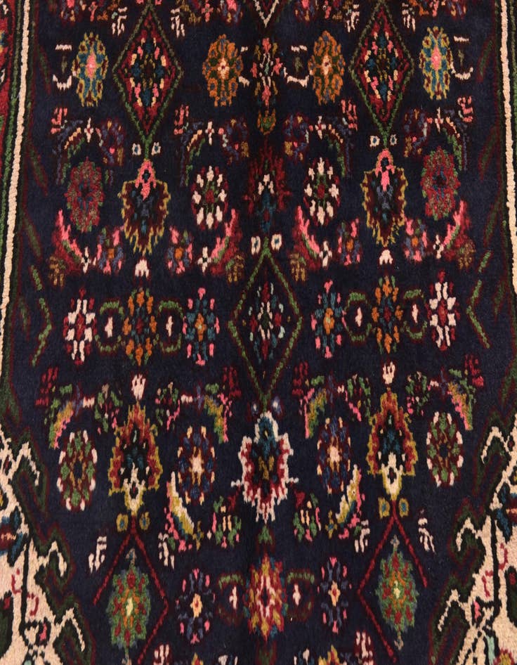 Detail image of 3' 8 x 9' 8  Hand Knotted Hossainabad Persian Wool Runner Rug