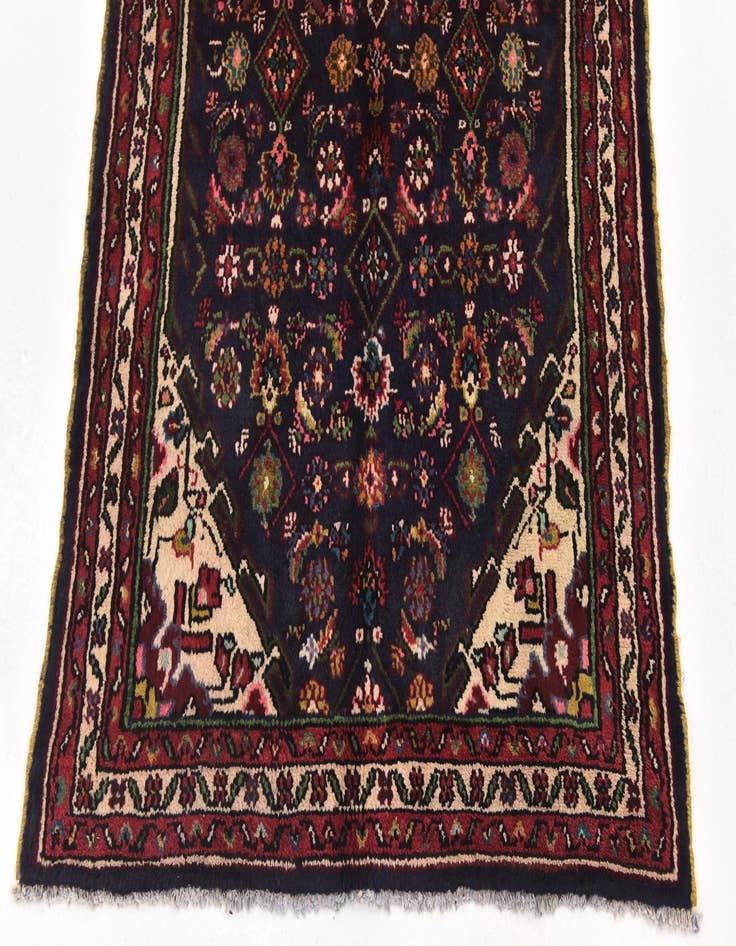 Detail image of 3' 8 x 9' 8  Hand Knotted Hossainabad Persian Wool Runner Rug