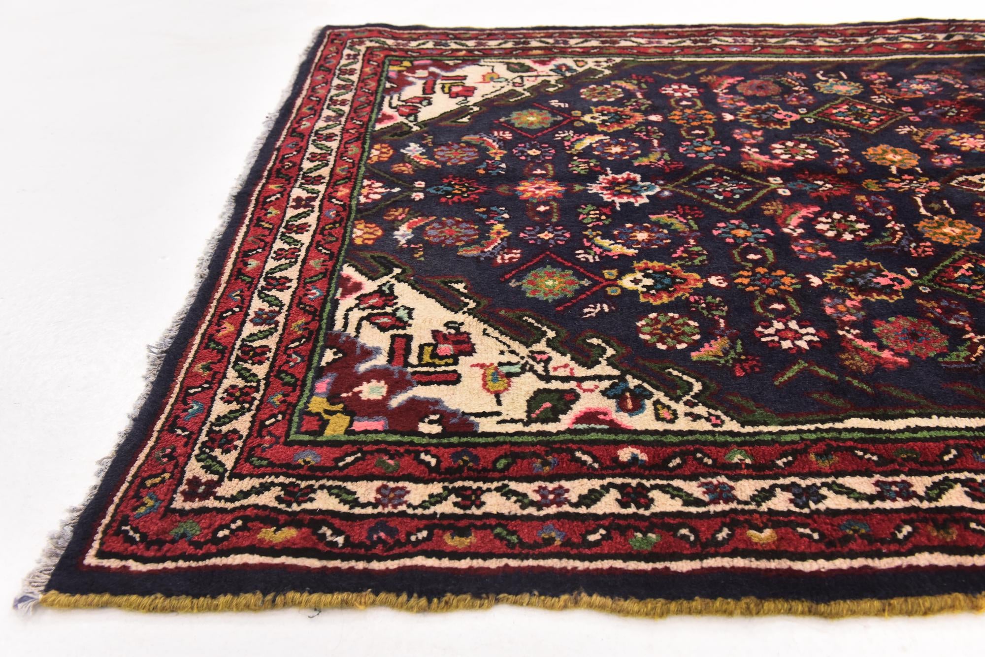 3' 8 x 9' 8 Hand Knotted Hossainabad Persian Wool Runner Rug