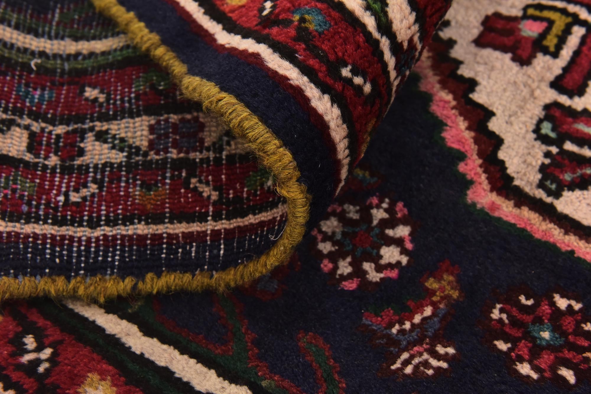 3' 8 x 9' 8 Hand Knotted Hossainabad Persian Wool Runner Rug