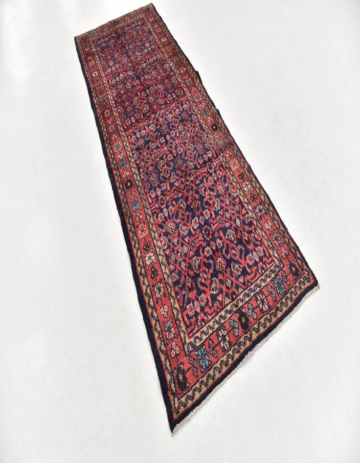 Detail image of 3' 6 x 9' 8  Hand Knotted Hossainabad Persian Wool Runner Rug