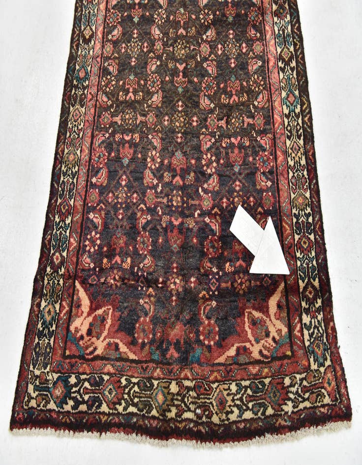 Detail image of 3' 9 x 10' 4  Hand Knotted Hossainabad Persian Wool Runner Rug