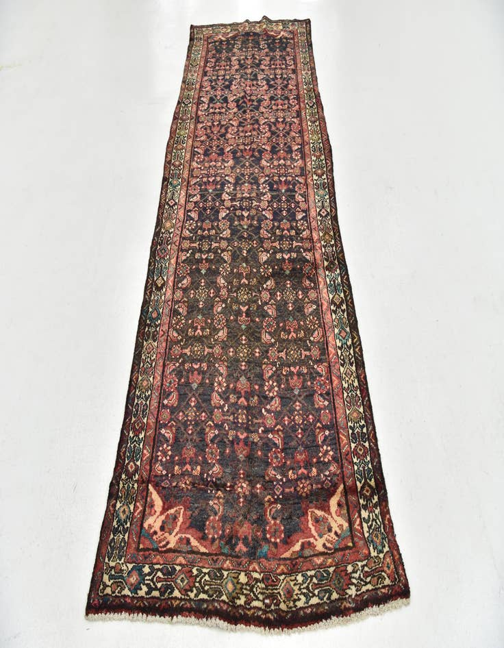 Detail image of 3' 9 x 10' 4  Hand Knotted Hossainabad Persian Wool Runner Rug