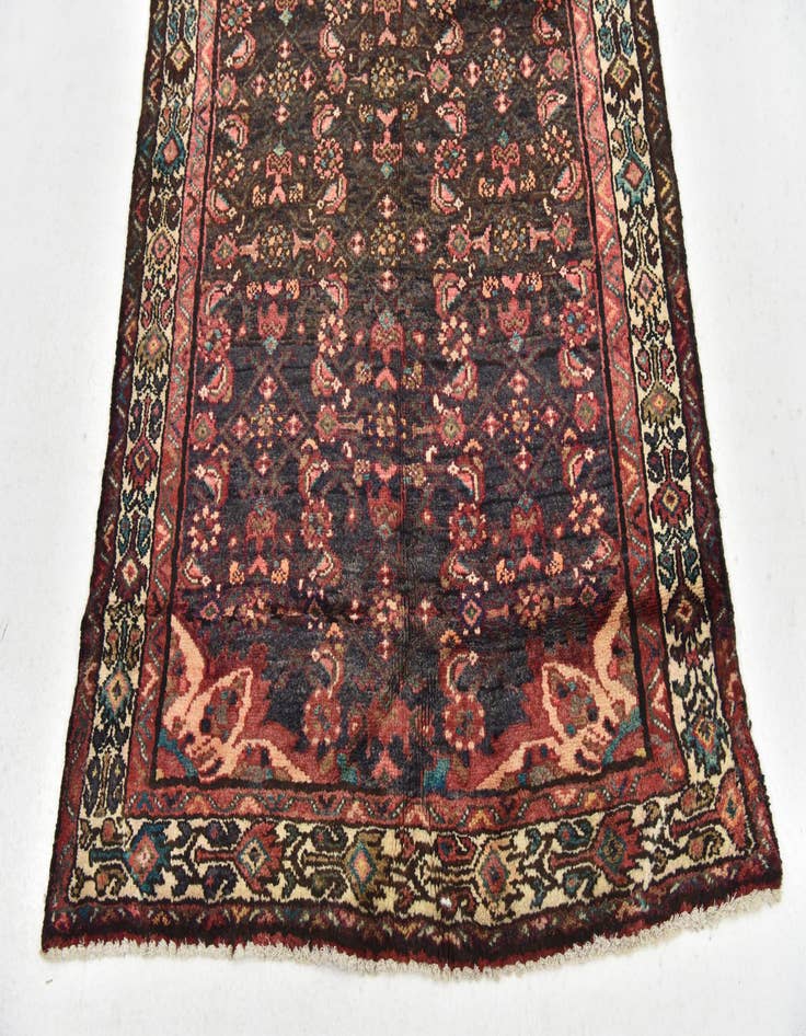 Detail image of 3' 9 x 10' 4  Hand Knotted Hossainabad Persian Wool Runner Rug