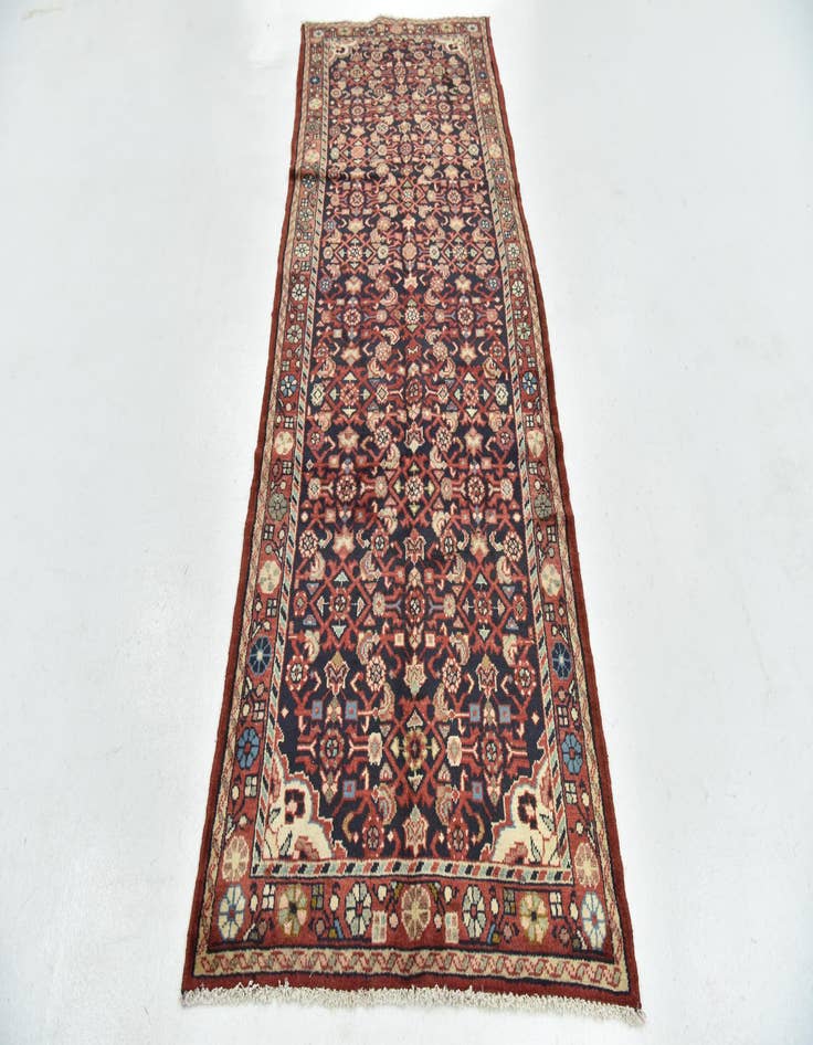 Detail image of 3' 6 x 9' 8  Hand Knotted Hossainabad Persian Wool Runner Rug