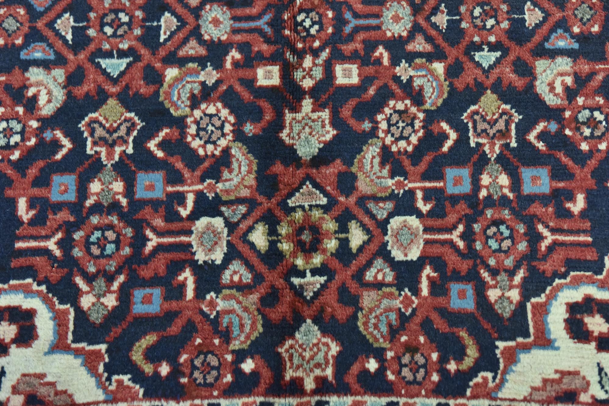 3' 6 x 9' 8 Hand Knotted Hossainabad Persian Wool Runner Rug