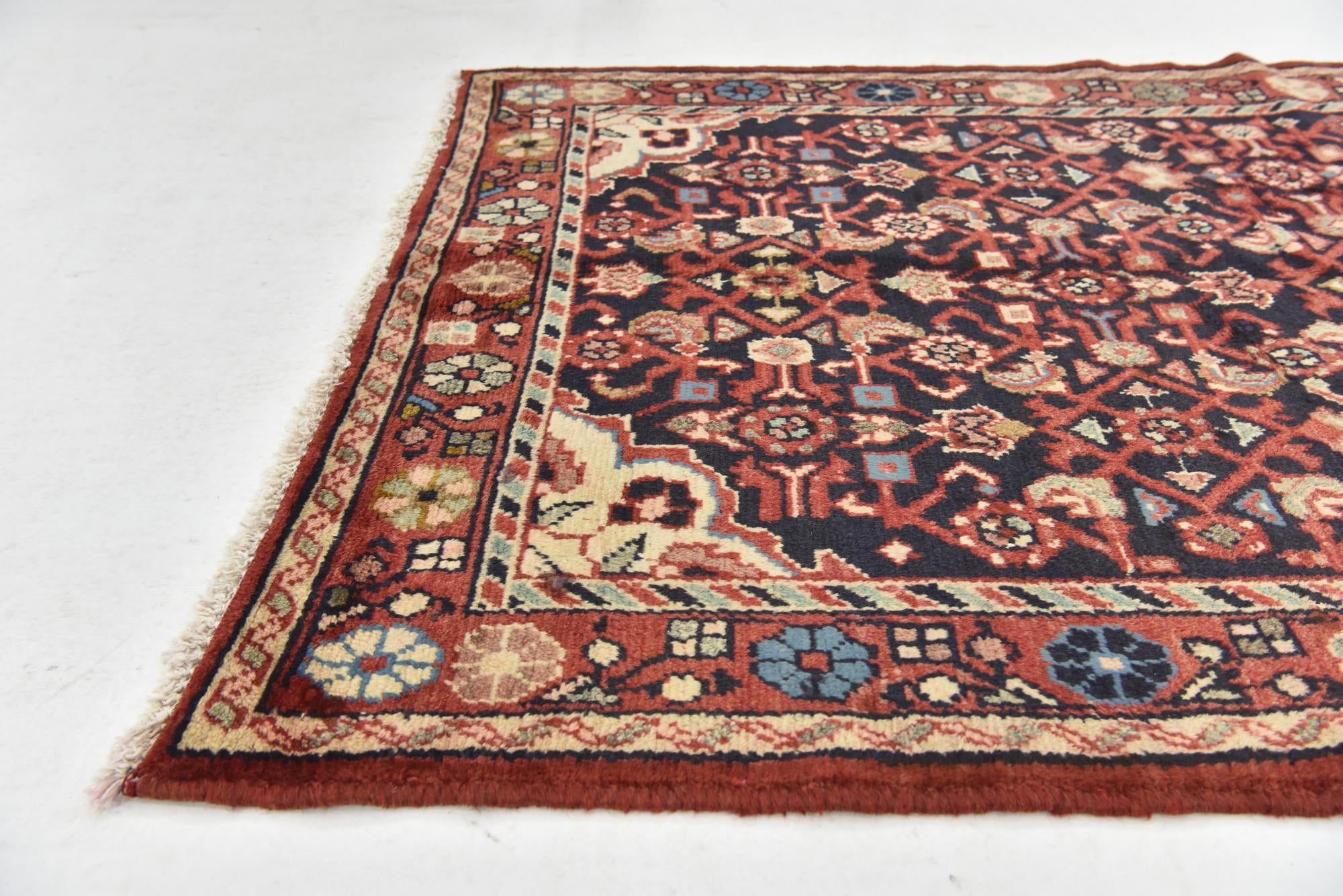 3' 6 x 9' 8 Hand Knotted Hossainabad Persian Wool Runner Rug