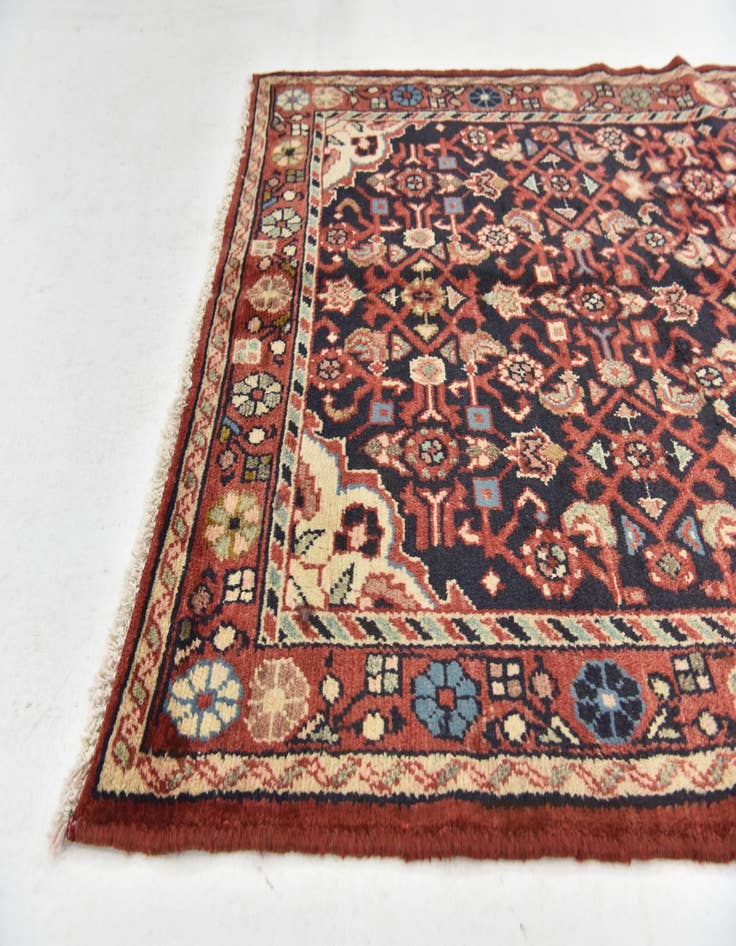 Detail image of 3' 6 x 9' 8  Hand Knotted Hossainabad Persian Wool Runner Rug