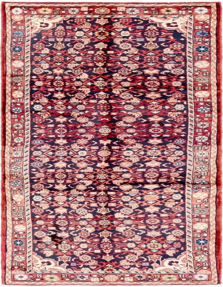 Detail image of 3' 6 x 9' 8 Hand Knotted Hossainabad Persian Wool Runner Rug