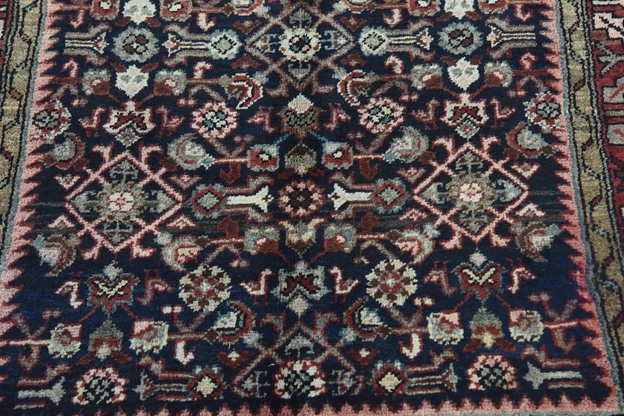 3' 7 x 9' 6 Hand Knotted Hossainabad Persian Wool Runner Rug