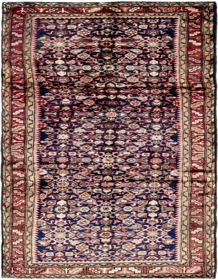 Detail image of 3' 7 x 9' 6 Hand Knotted Hossainabad Persian Wool Runner Rug