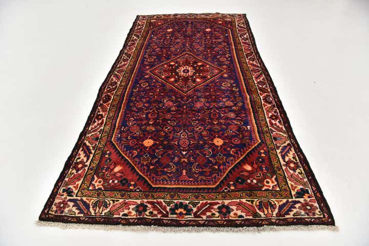5' 2 x 10' 9 Hand Knotted Hossainabad Persian Wool Runner Rug