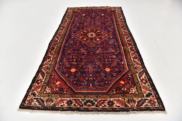 Detail image of 5' 2 x 10' 9 Hand Knotted Hossainabad Persian Wool Runner Rug