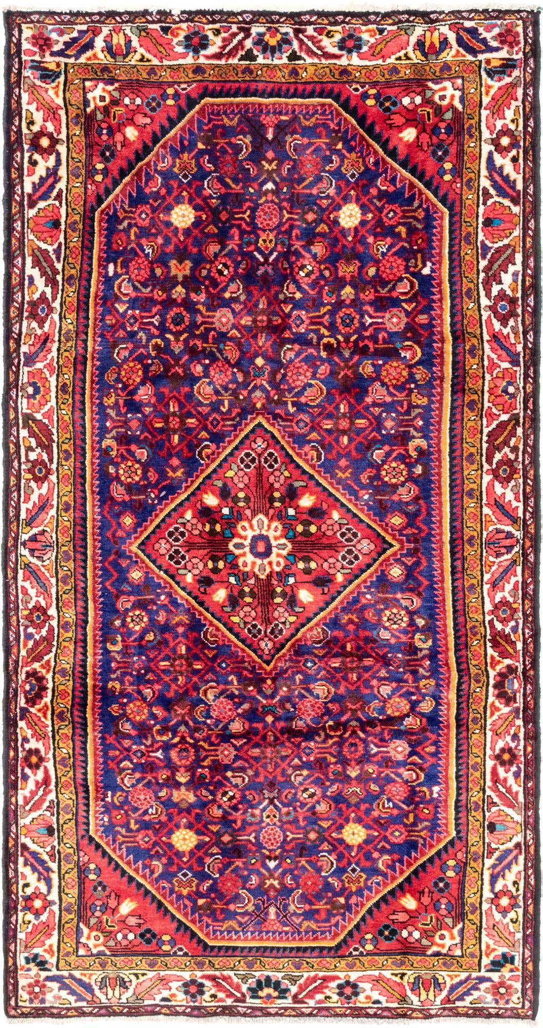 5' 2 x 10' 9 Hand Knotted Hossainabad Persian Wool Runner Rug